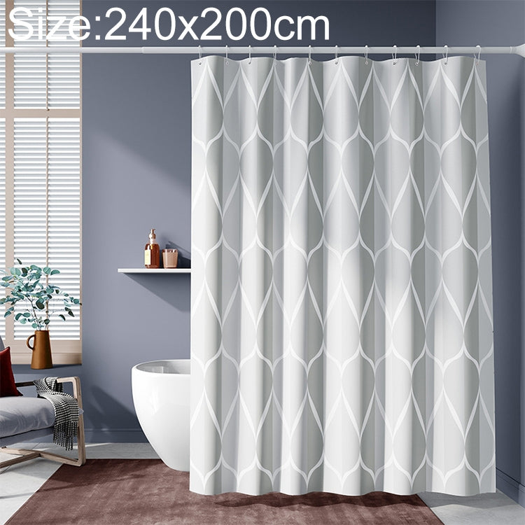 Shower Curtain Waterproof Bathroom Geometric Light Grey Bath Curtains, Size:240x200cm