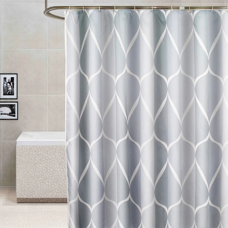 Shower Curtain Waterproof Bathroom Geometric Light Grey Bath Curtains, Size:240x200cm