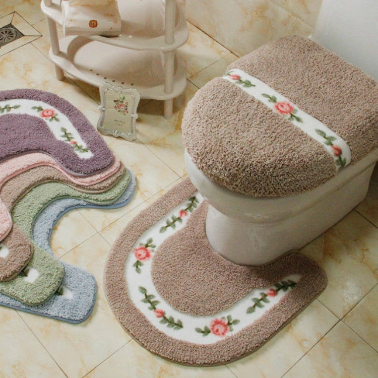 Pastoral Style Bathroom Toilet Non-Slip Mat Set