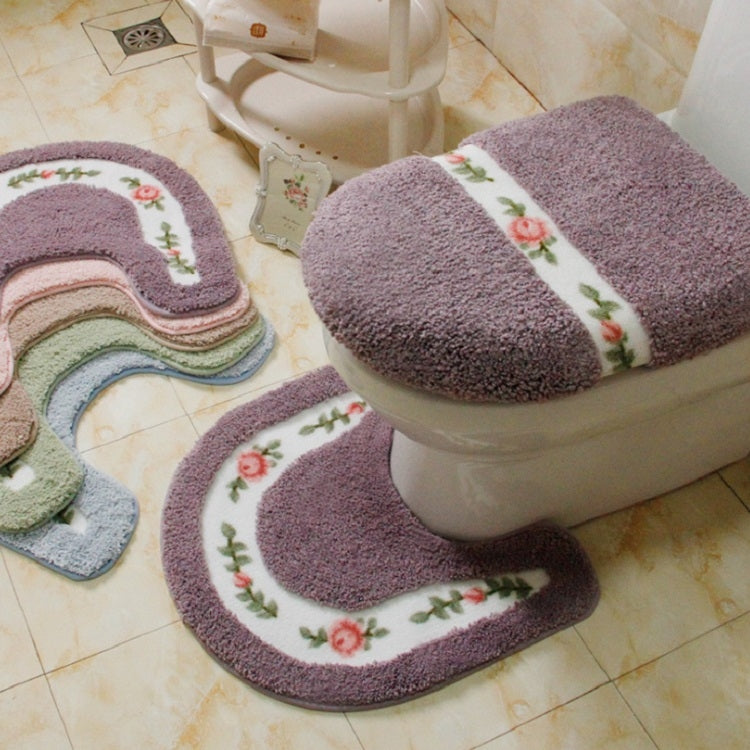 Pastoral Style Bathroom Toilet Non-Slip Mat Set