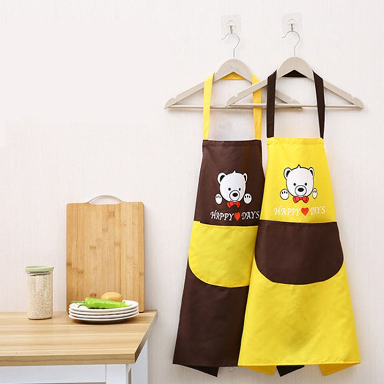 Waterproof Polyester Apron Woman Adult Bibs Home Cooking Baking Coffee Shop Cleaning Kitchen Accessory Bear Red Black Pocket
