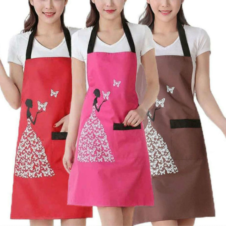 Waterproof Polyester Apron Woman Adult Bibs Home Cooking Baking Coffee Shop Cleaning Kitchen Accessory Bear Red Black Pocket