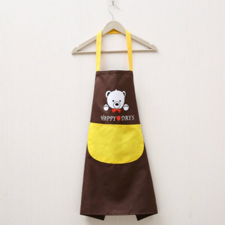 Waterproof Polyester Apron Woman Adult Bibs Home Cooking Baking Coffee Shop Cleaning Kitchen Accessory Bear Coffee Yellow Pocket
