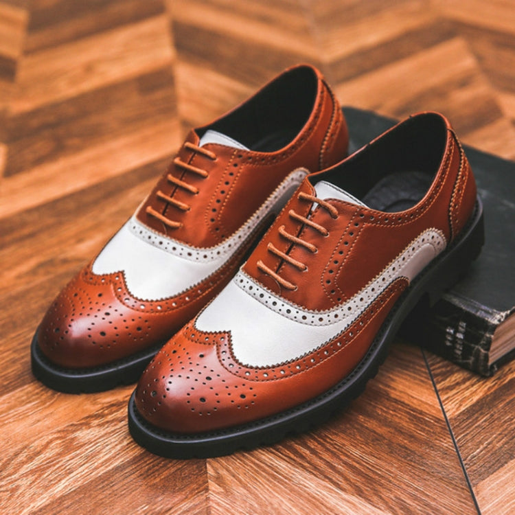Men British Business Casual Brock Color Matching Leather Shoes, Size:39