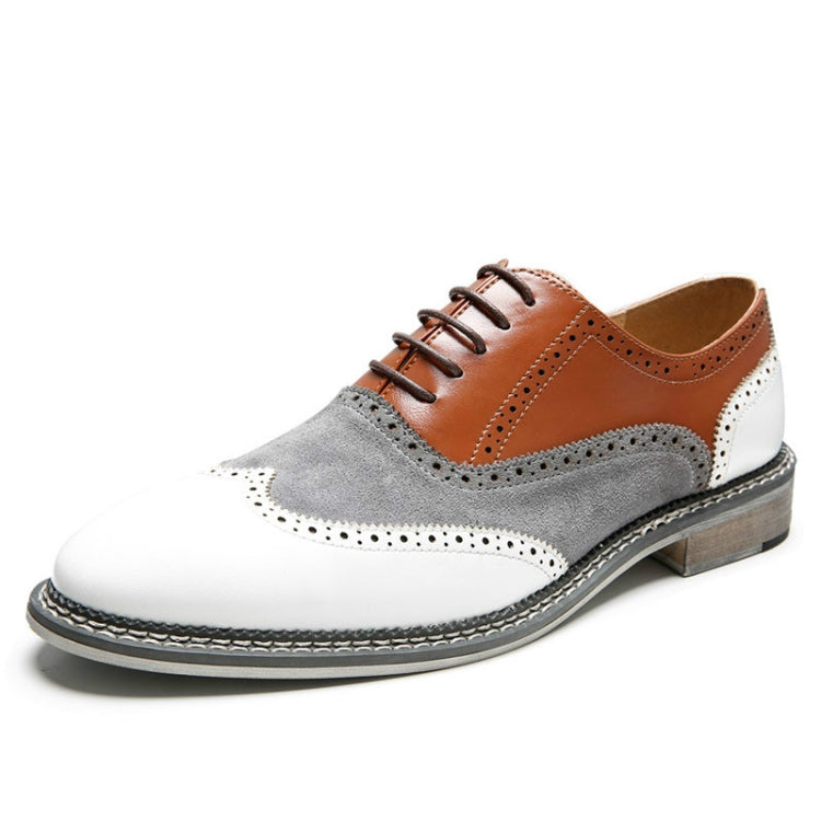 Men British Business Casual Brock Color Matching Leather Shoes, Size:44