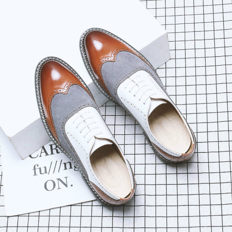 Men British Business Casual Brock Color Matching Leather Shoes, Size:44