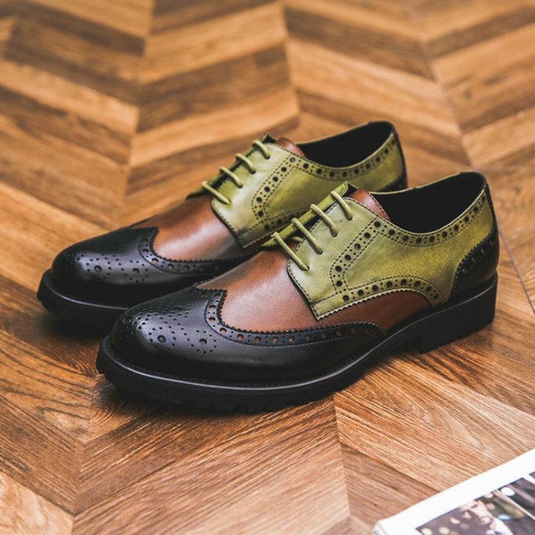 Men British Business Casual Brock Color Matching Leather Shoes, Size:44