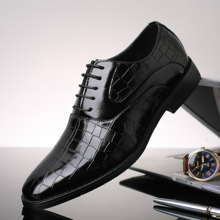 Oxford Leather Shoes Flats Casual Fashion Lace-up Men Shoes, Shoes Size:38