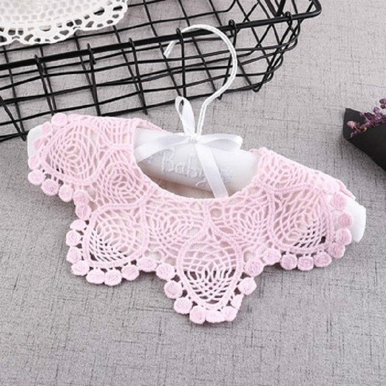 Cotton Lace Female Baby Bib Princess Bib Saliva Towel 360 Degree Rotation Child Fake Collar Decoration, Color:Pineapple Flower Light Pink