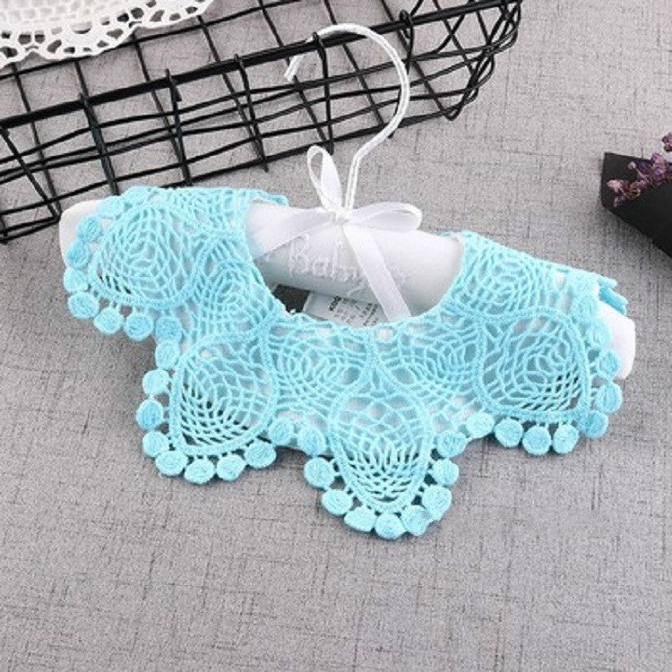 Cotton Lace Female Baby Bib Princess Bib Saliva Towel 360 Degree Rotation Child Fake Collar Decoration, Color:Pineapple Flower Lake Blue