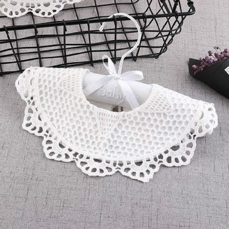 Cotton Lace Female Baby Bib Princess Bib Saliva Towel 360 Degree Rotation Child Fake Collar Decoration, Color:Sun Flower White