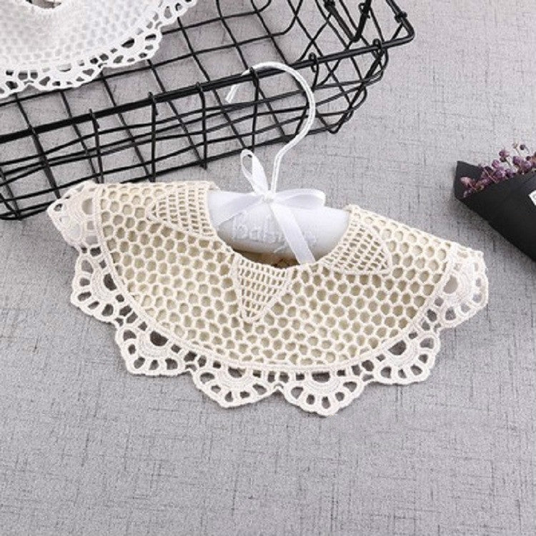 Cotton Lace Female Baby Bib Princess Bib Saliva Towel 360 Degree Rotation Child Fake Collar Decoration, Color:Sun Flower Aprico