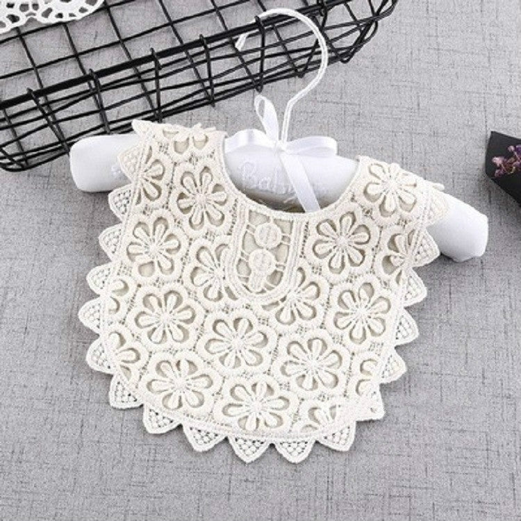 Cotton Lace Female Baby Bib Princess Bib Saliva Towel 360 Degree Rotation Child Fake Collar Decoration, Color:U-shaped Apricot