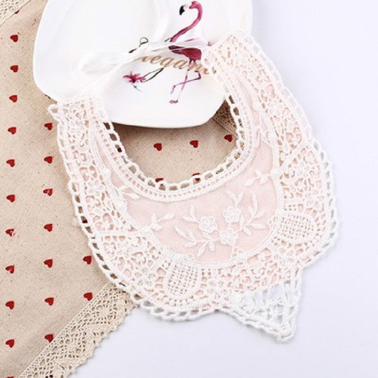 Cotton Lace Female Baby Bib Princess Bib Saliva Towel 360 Degree Rotation Child Fake Collar Decoration, Color:Mesh Lace Pink