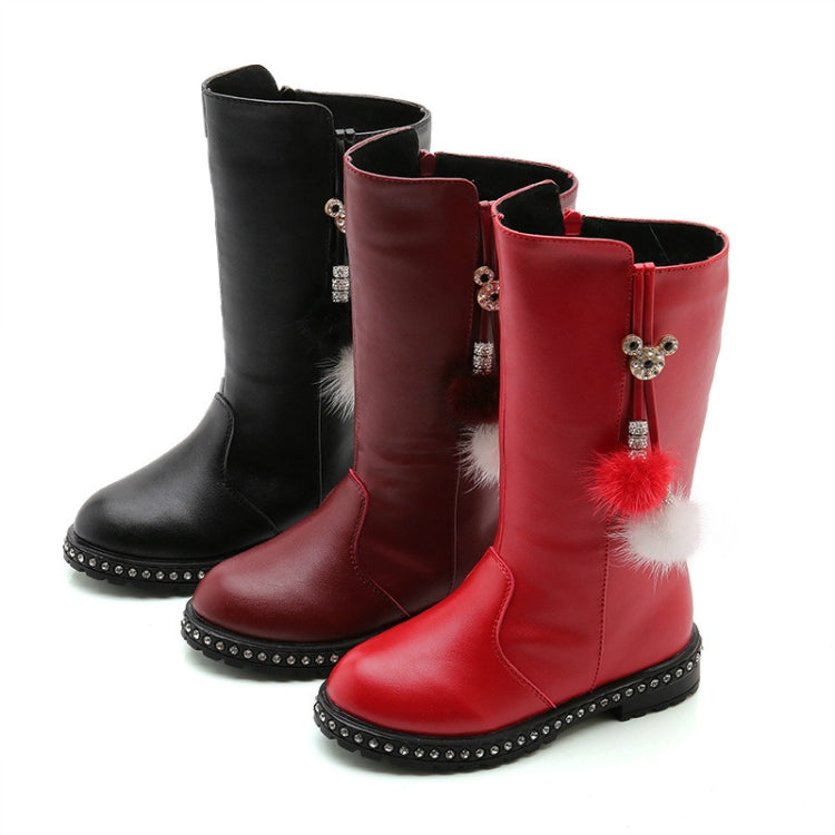 Winter Little Girl with Velvet High Boots, Size:34, Color:Black