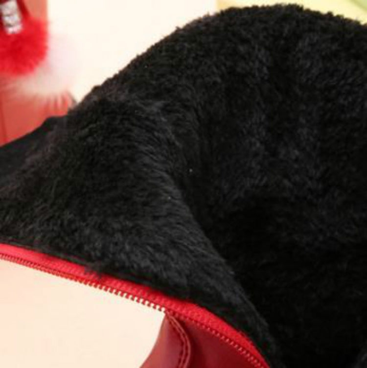 Winter Little Girl with Velvet High Boots, Size:34, Color:Black