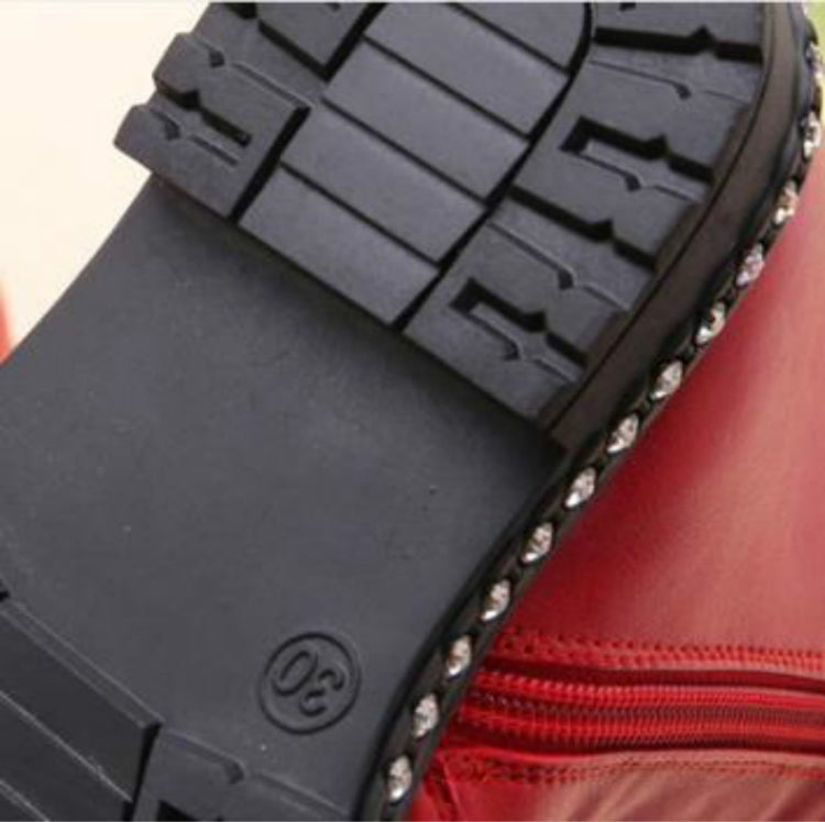 Winter Little Girl with Velvet High Boots, Size:32, Color:Red