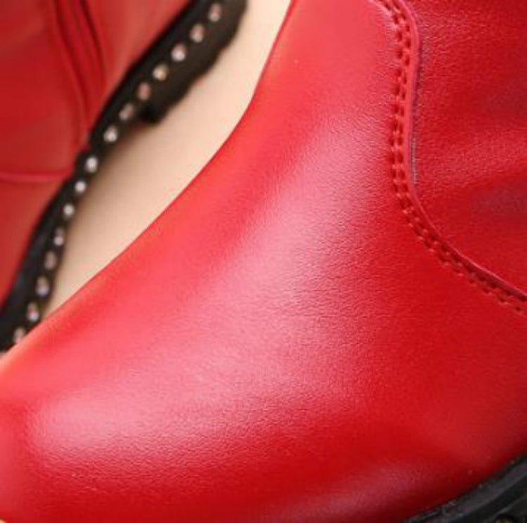 Winter Little Girl with Velvet High Boots, Size:32, Color:Red