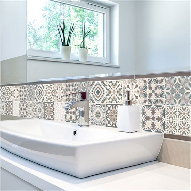 2 PCS Retro Tile Stickers Kitchen Bathroom PVC Self Adhesive Wall Stickers Living Room DIY Decor Wallpaper Waterproof Decoration, Style: Laminating, Size: 100x20cm