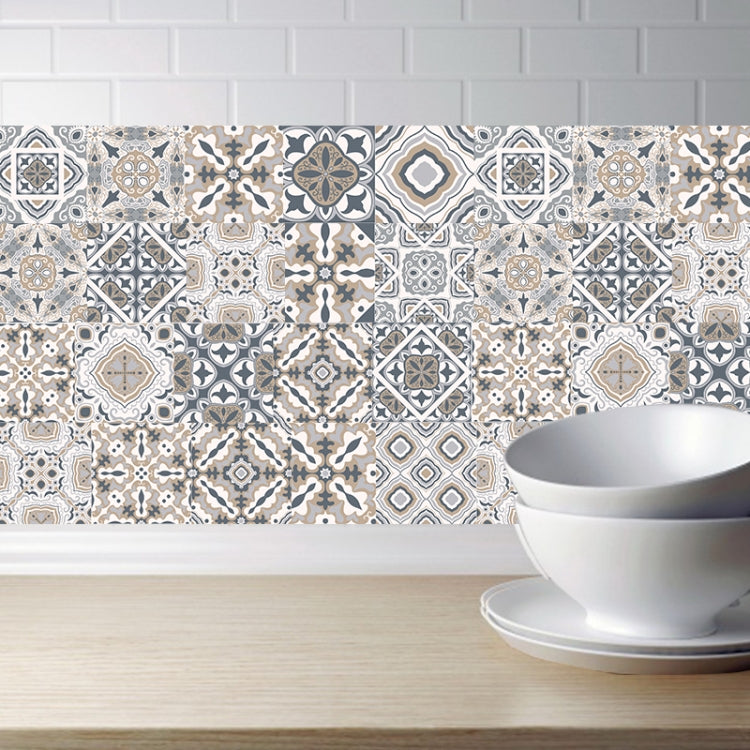 2 PCS Retro Tile Stickers Kitchen Bathroom PVC Self Adhesive Wall Stickers Living Room DIY Decor Wallpaper Waterproof Decoration, Style: Laminating