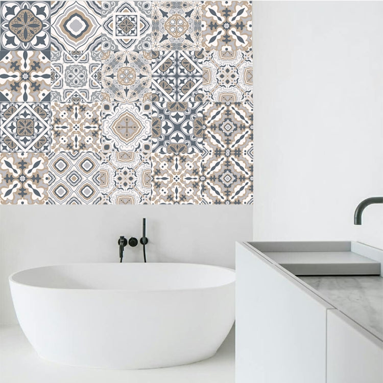 2 PCS Retro Tile Stickers Kitchen Bathroom PVC Self Adhesive Wall Stickers Living Room DIY Decor Wallpaper Waterproof Decoration, Style: Laminating