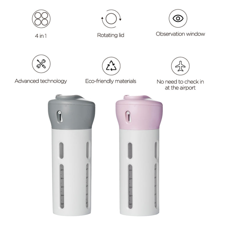 2 PCS 4 in 1 Portable Travel Bottles Set Organized Waterproof Toiletries Refillable Liquid Container