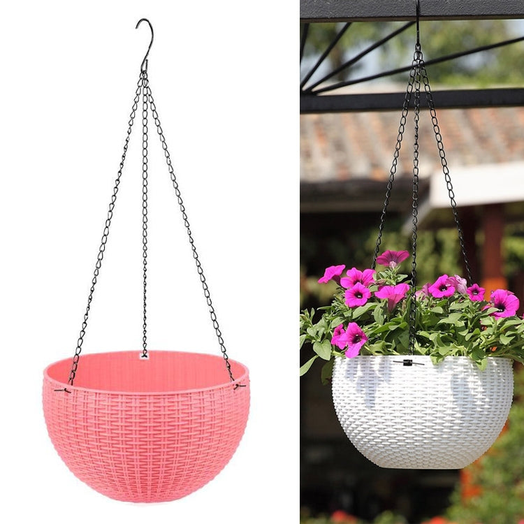 Rattan-like Hanging Basket Plastic Garden Flower Pot Creative Green Dill Absorbent Hanging Basin, Size:M