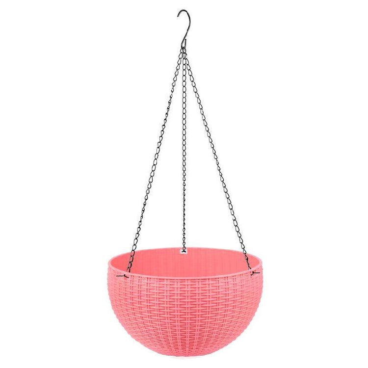 Rattan-like Hanging Basket Plastic Garden Flower Pot Creative Green Dill Absorbent Hanging Basin, Size:M