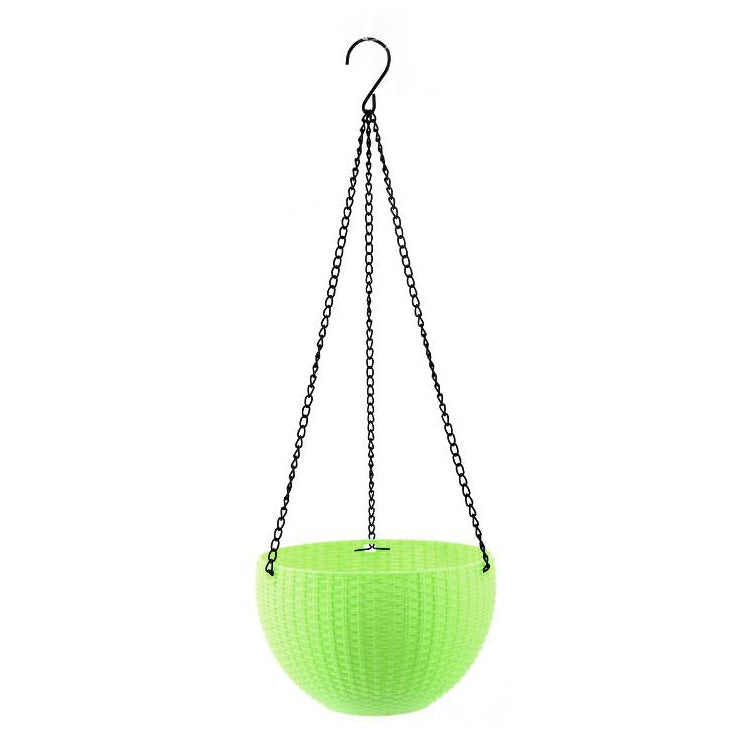 Rattan-like Hanging Basket Plastic Garden Flower Pot Creative Green Dill Absorbent Hanging Basin, Size:M