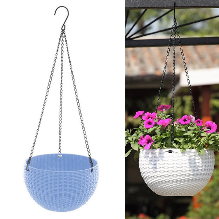 Rattan-like Hanging Basket Plastic Garden Flower Pot Creative Green Dill Absorbent Hanging Basin, Size:M