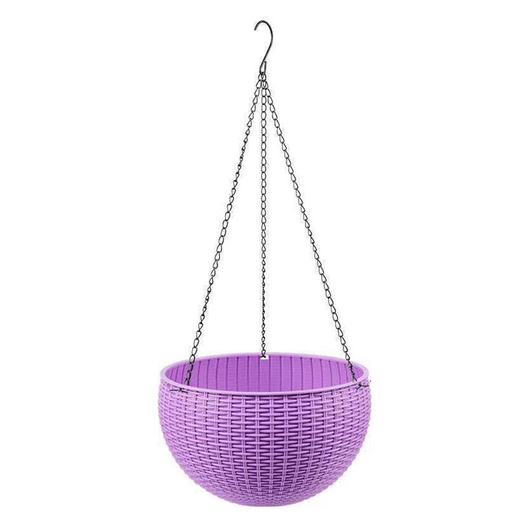 Rattan-like Hanging Basket Plastic Garden Flower Pot Creative Green Dill Absorbent Hanging Basin, Size:M