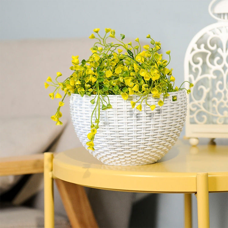 Rattan-like Hanging Basket Plastic Garden Flower Pot Creative Green Dill Absorbent Hanging Basin, Size:M