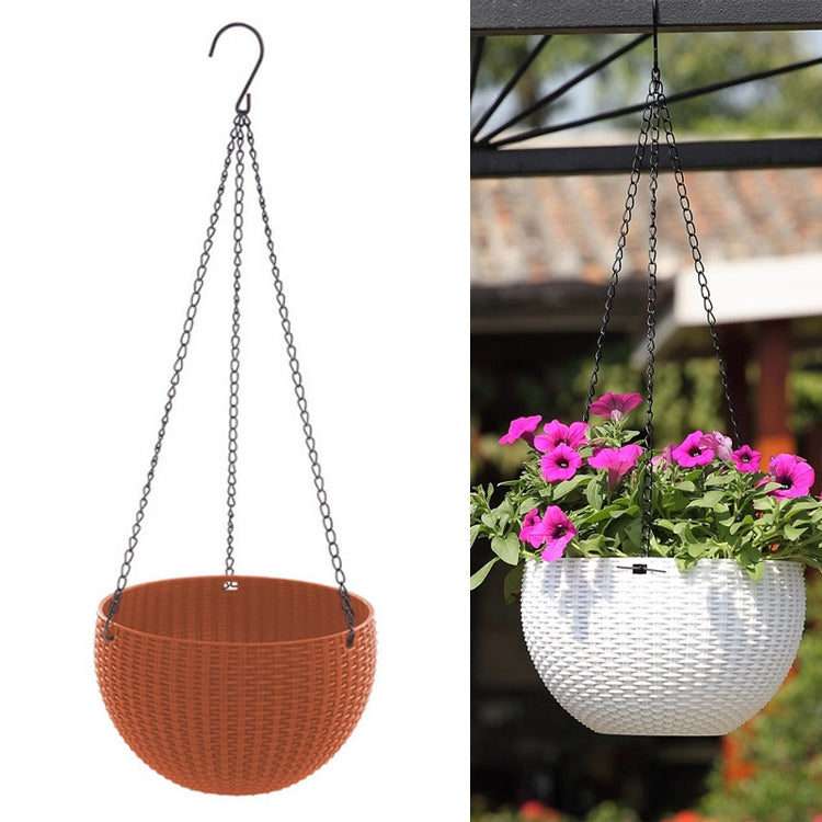 Rattan-like Hanging Basket Plastic Garden Flower Pot Creative Green Dill Absorbent Hanging Basin, Size:M