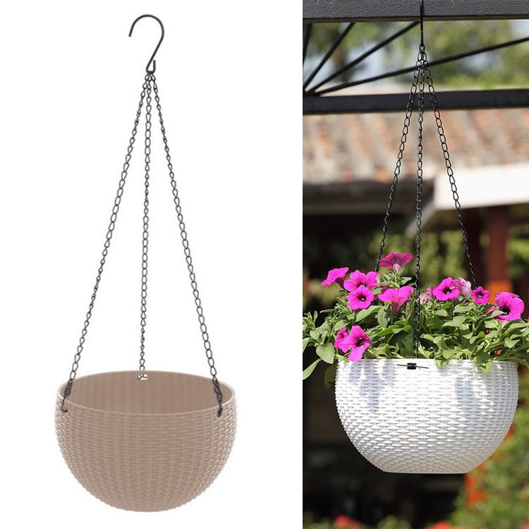 Rattan-like Hanging Basket Plastic Garden Flower Pot Creative Green Dill Absorbent Hanging Basin, Size:L