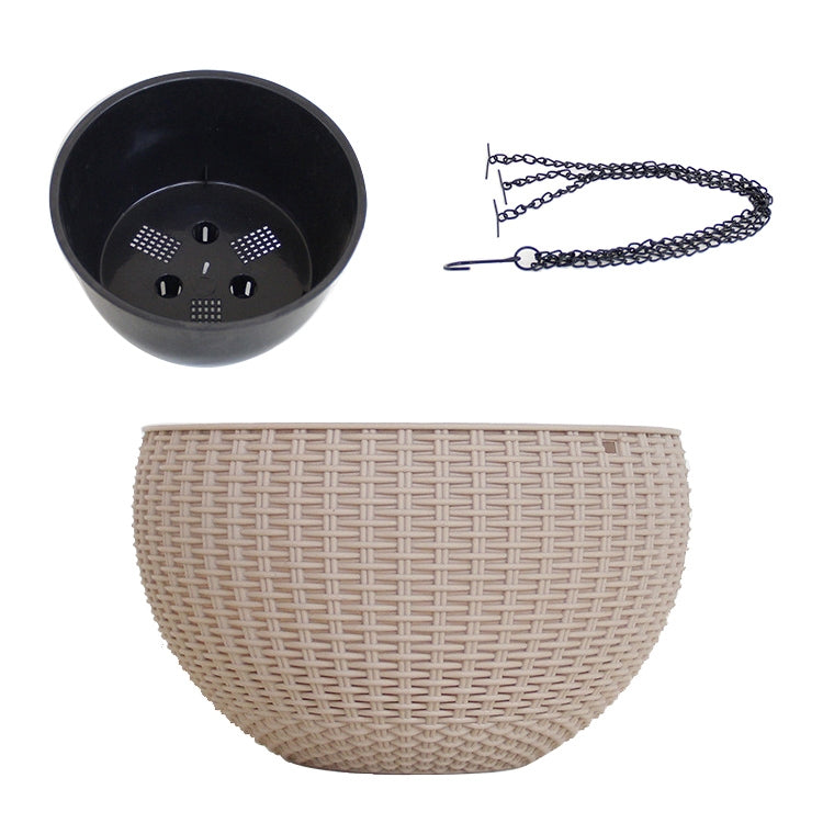 Rattan-like Hanging Basket Plastic Garden Flower Pot Creative Green Dill Absorbent Hanging Basin, Size:L