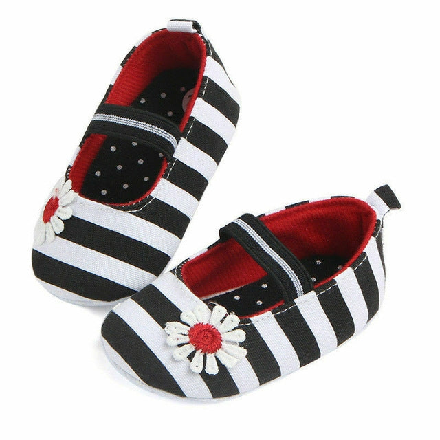 Fashion Summer Cute First Walker Newborn Flower Striped Print Princess Shoes