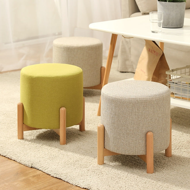 Home Stool Cloth Art Stool Solid Wood Children Sofa Stool