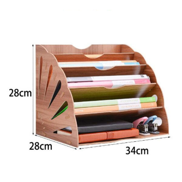 Desktop Fan-shaped Multi-layer Creative Wooden Drawer File Information Office Supplies(Blue)