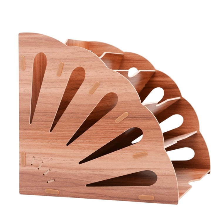 Desktop Fan-shaped Multi-layer Creative Wooden Drawer File Information Office Supplies(Blue)