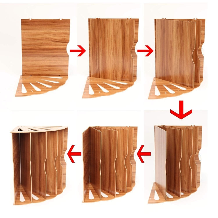 Desktop Fan-shaped Multi-layer Creative Wooden Drawer File Information Office Supplies(Blue)