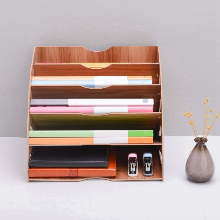 Desktop Fan-shaped Multi-layer Creative Wooden Drawer File Information Office Supplies(Blue)