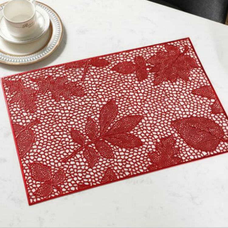 2 PCS Rectangle Plant Pattern Hollow Placemats PVC Table Mats Coffee Cup Pad