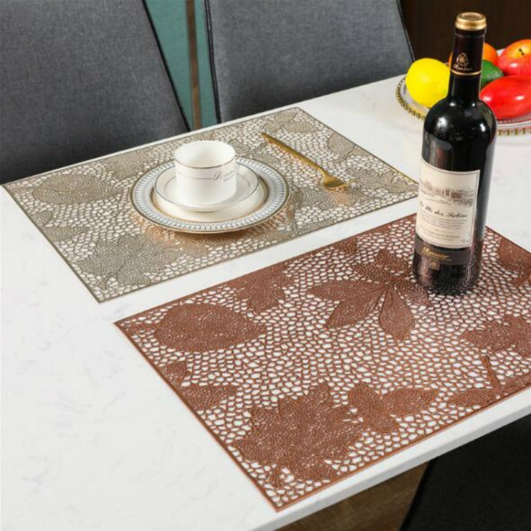 2 PCS Rectangle Plant Pattern Hollow Placemats PVC Table Mats Coffee Cup Pad