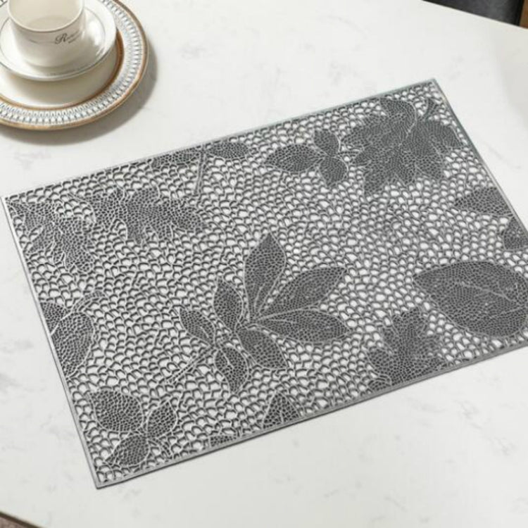 2 PCS Rectangle Plant Pattern Hollow Placemats PVC Table Mats Coffee Cup Pad