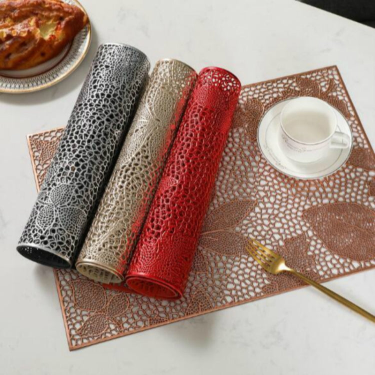 2 PCS Rectangle Plant Pattern Hollow Placemats PVC Table Mats Coffee Cup Pad