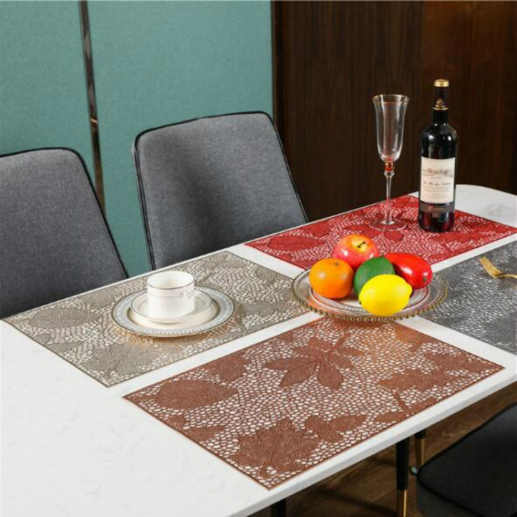 2 PCS Rectangle Plant Pattern Hollow Placemats PVC Table Mats Coffee Cup Pad