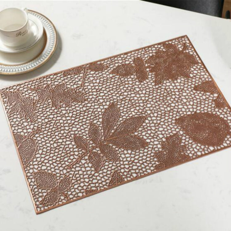 2 PCS Rectangle Plant Pattern Hollow Placemats PVC Table Mats Coffee Cup Pad