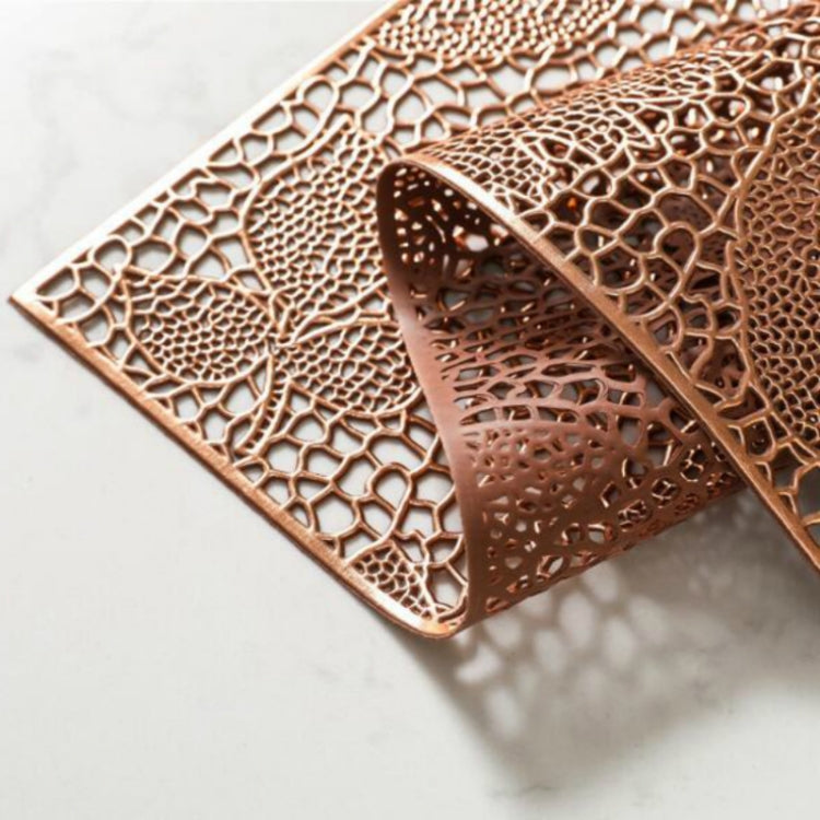 2 PCS Rectangle Plant Pattern Hollow Placemats PVC Table Mats Coffee Cup Pad