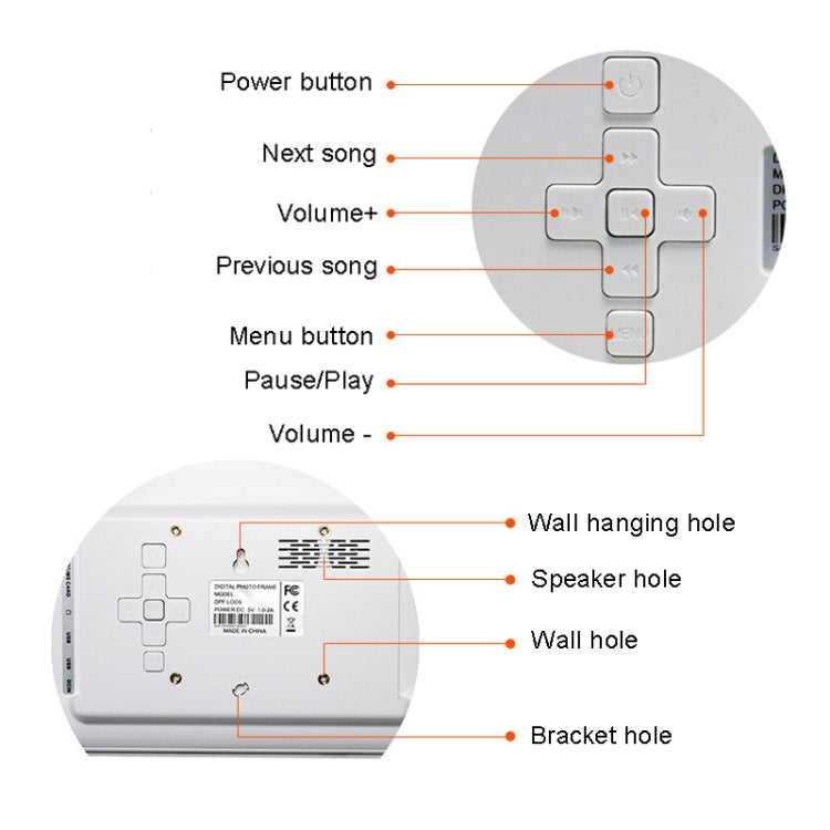 DPF-706 7 inch Digital Photo Frame LED Wall Mounted Advertising Machine, Plug:US Plug
