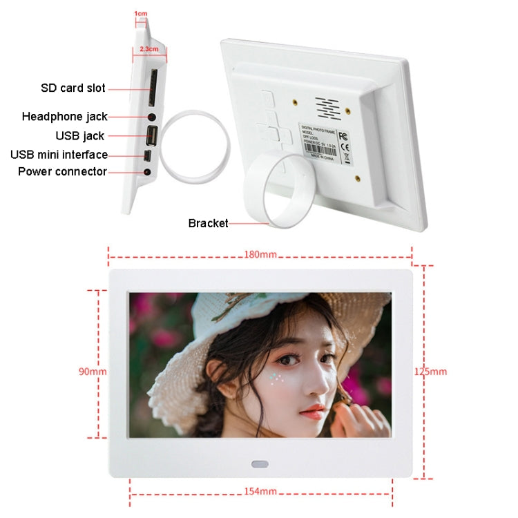DPF-706 7 inch Digital Photo Frame LED Wall Mounted Advertising Machine, Plug:EU Plug